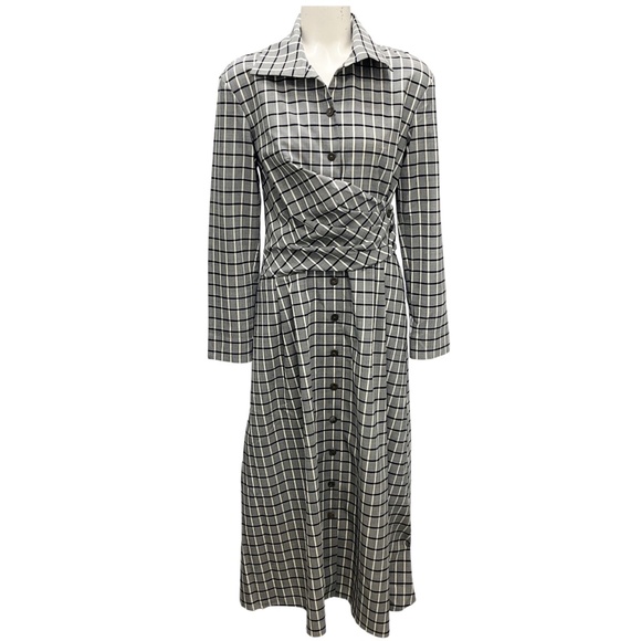 TORY BURCH GREY PLAID WRAP SHIRTDRESS - Picture 1 of 5